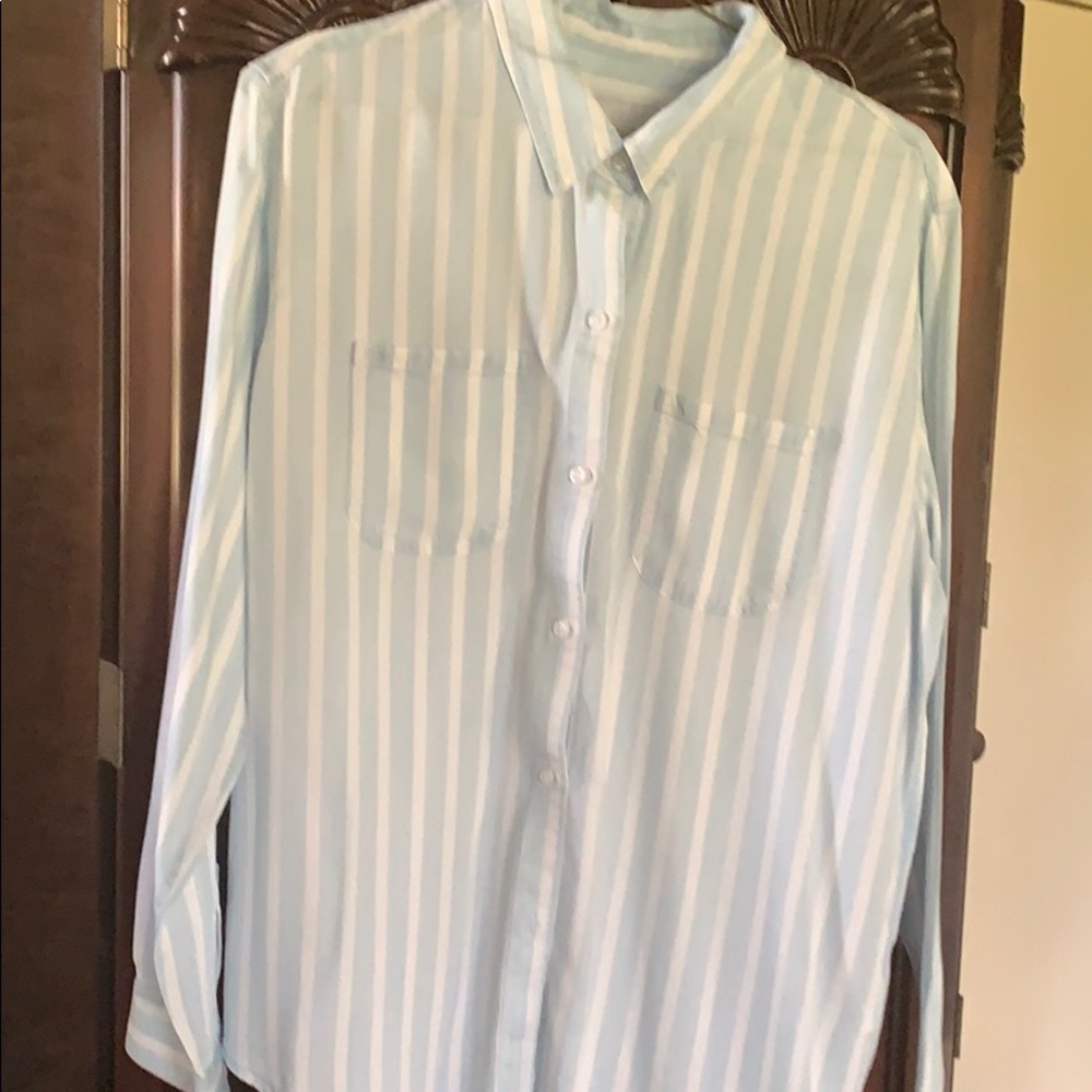 Rails Blue And White Striped Button Down - image 1